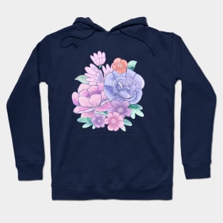 Watercolor Garden Roses - Purple Hoodie